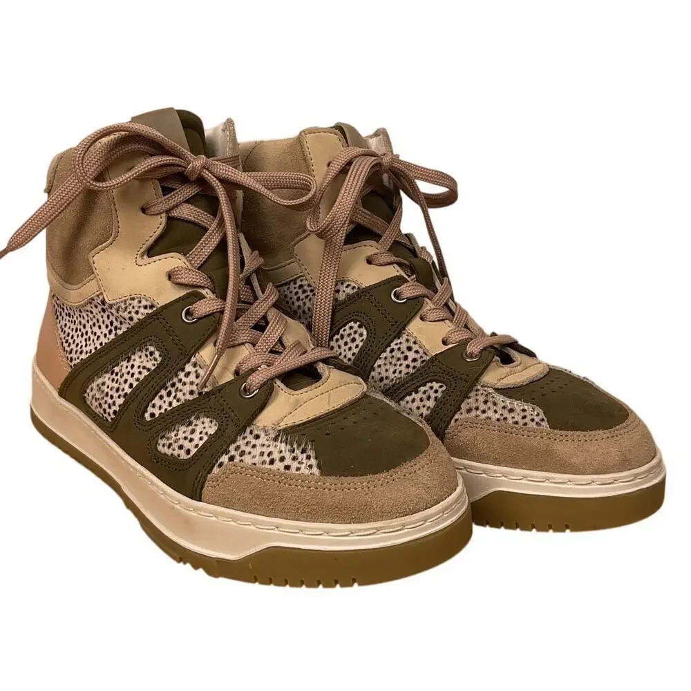 Maruti Mona Leather and Pony Hi Top Trainers‎ in Pink/Olive Size EU 39 - Picture 4 of 8